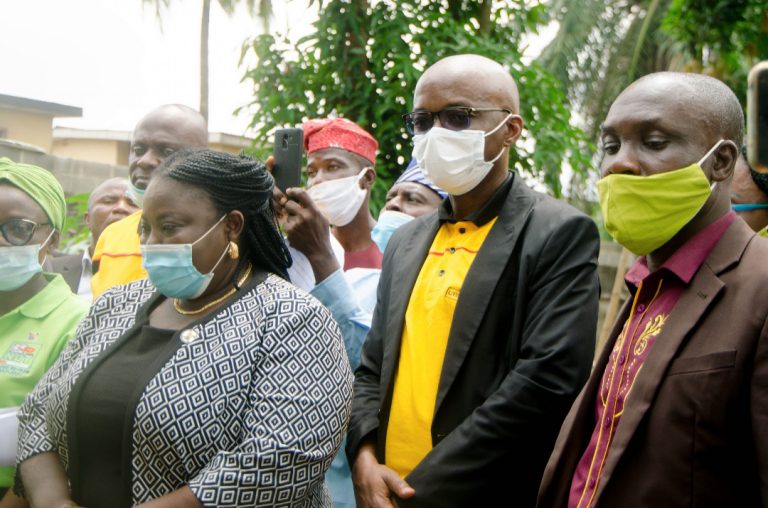 At the commisioning of the poultry farm at Sanngo Senior Secondary School, Agege, Lagos State