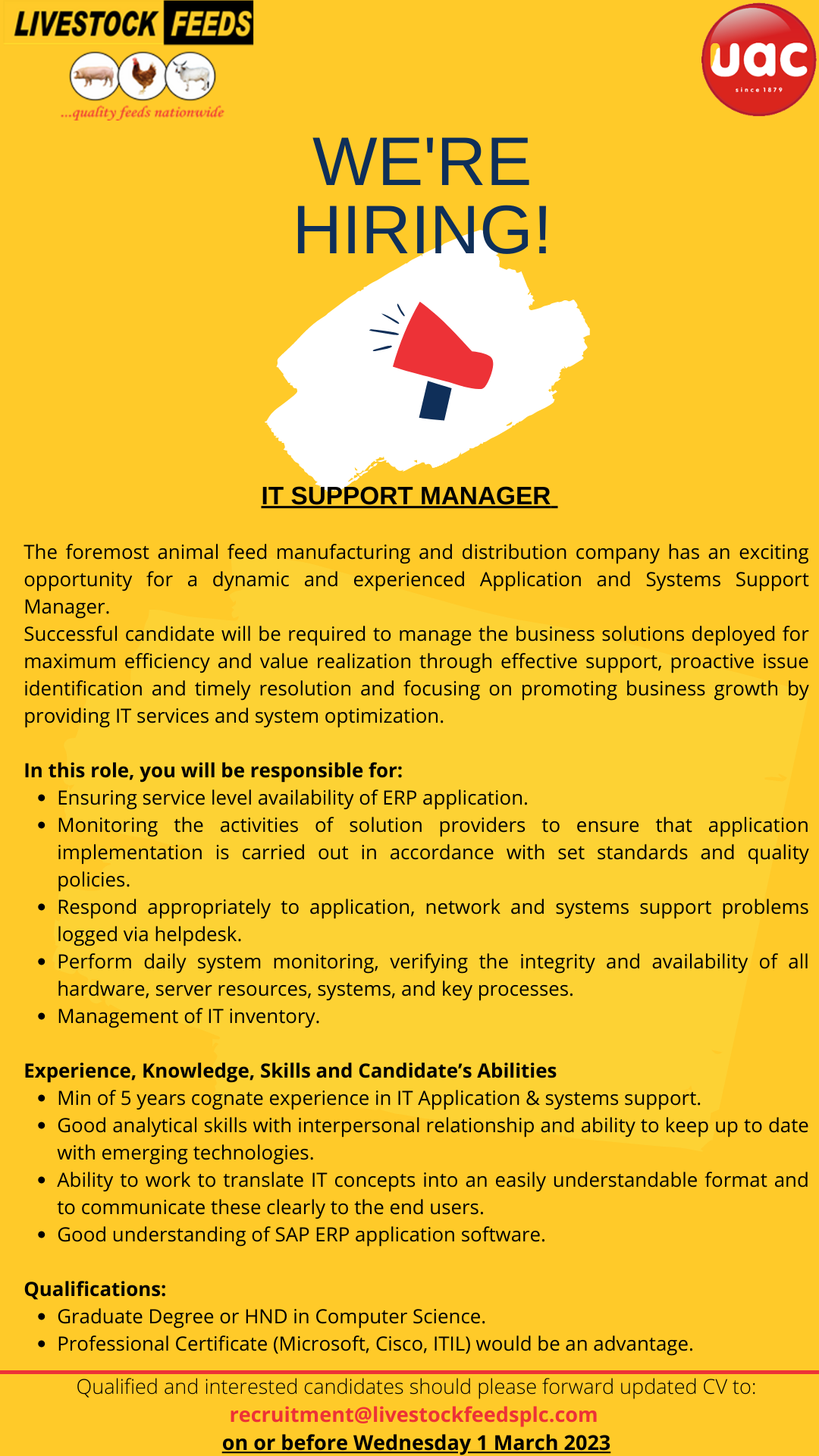 Careers At Lvestock Feeds Plc
